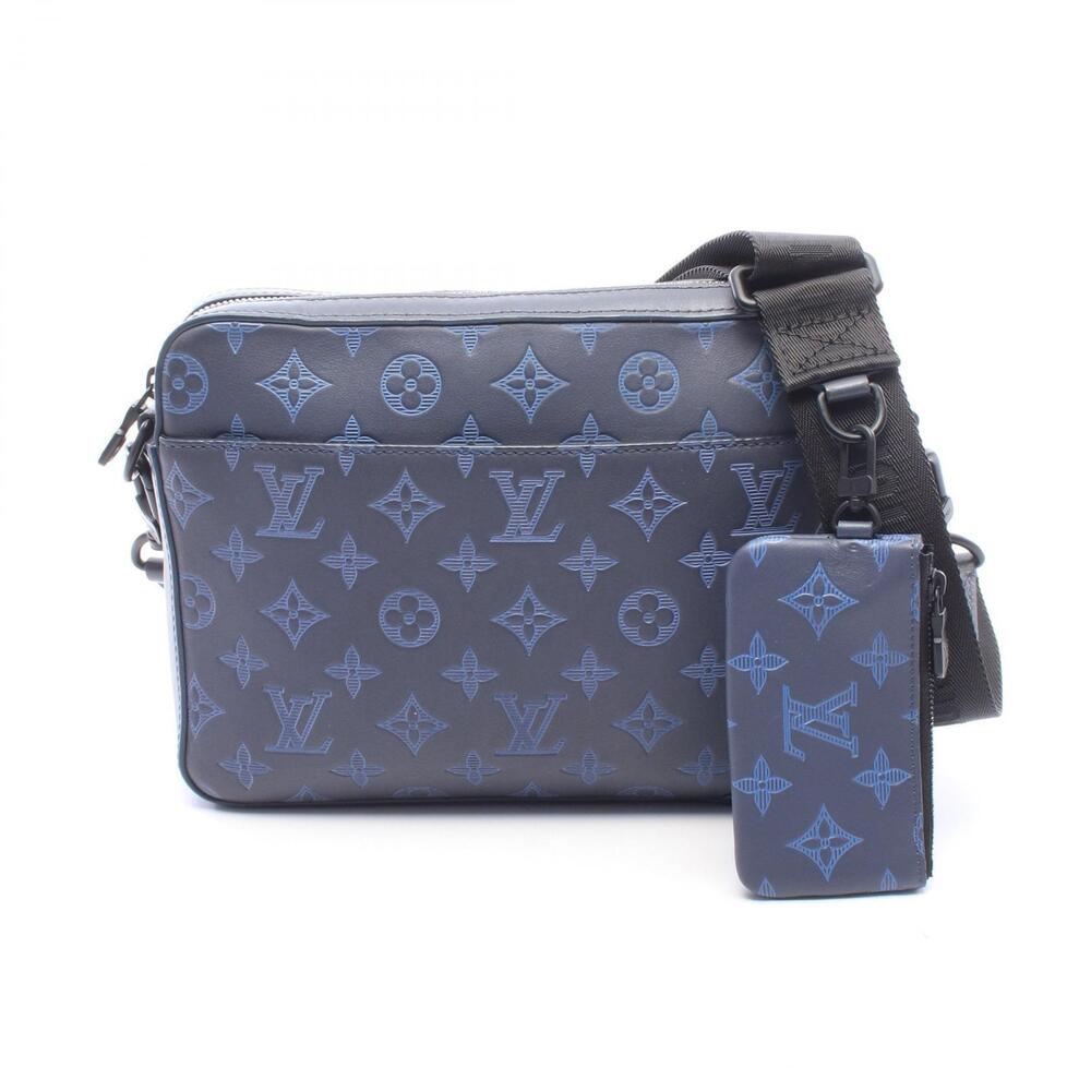 Louis Vuitton Duo Crossbody Bag Monogram Leather Navy Blue Shadow Black